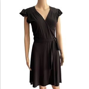 Necessary Objects DRESS Womens M Black Ruffle Sleeves Adjustable  Stretch Flowy
